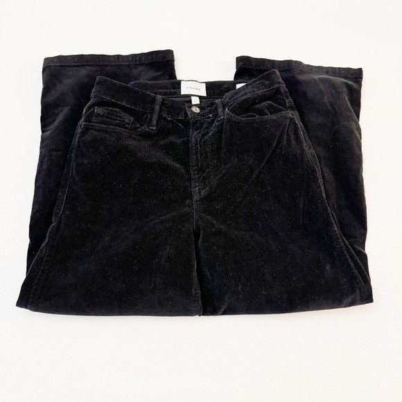 Frame Ali Wide Crop Black Denim Jeans Style AWCCD523 Size 27 - Picture 2 of 8